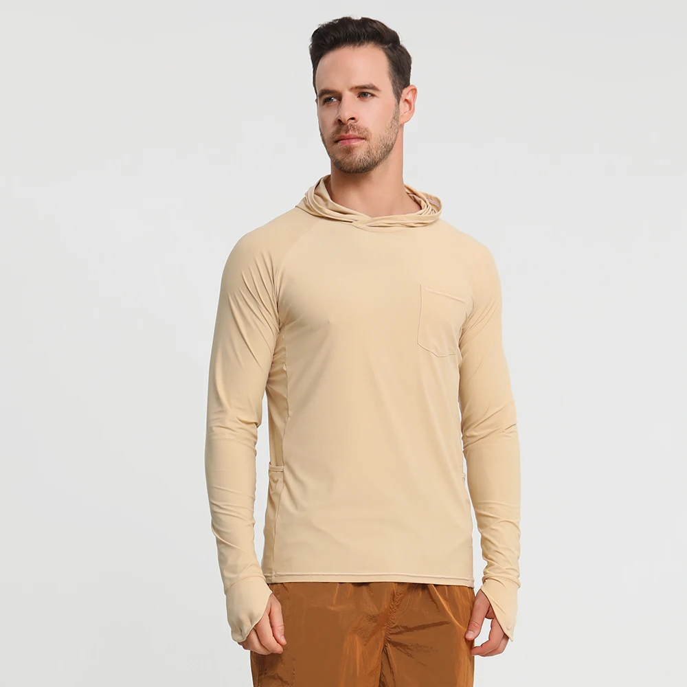 Custom Logo Wholesale Long Sleeve Quick Dry Polyester Outdoor Lightweight Fishing Hoodie UPF50+ Hooded Fishing Shirts Wear