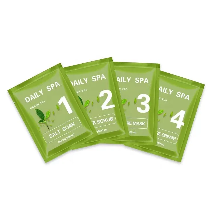 Wholesale Custom Packaging Logo Printing Feet Moisturizing Green Tea Delux 4 Step Starter Spa Pedicure Kit For Beauty Salon