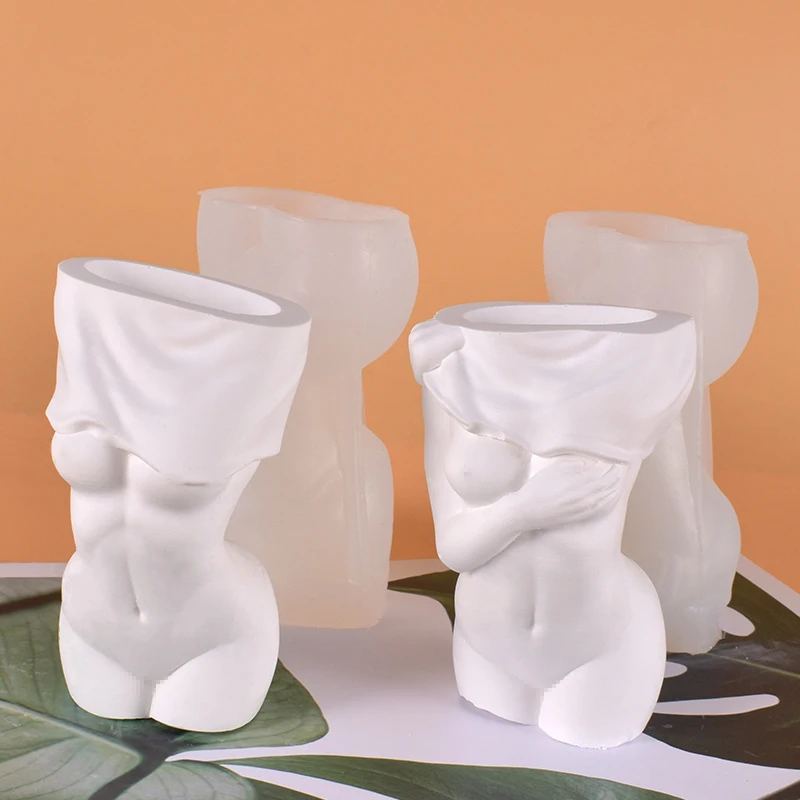 The most creative 3D human body vase silicone mold DIY flower pot pen holder resin silicone mold