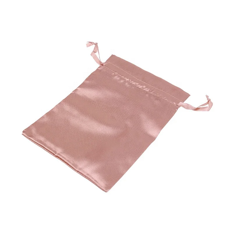 High quality Wholesale Custom Logo Printed Silk Satin Pouch Drawstring Bag Gift Packaging Bags Soft Satin Bag