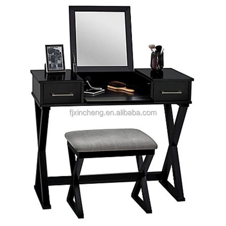 
Make up dresser with mirror with stool amazon Black 