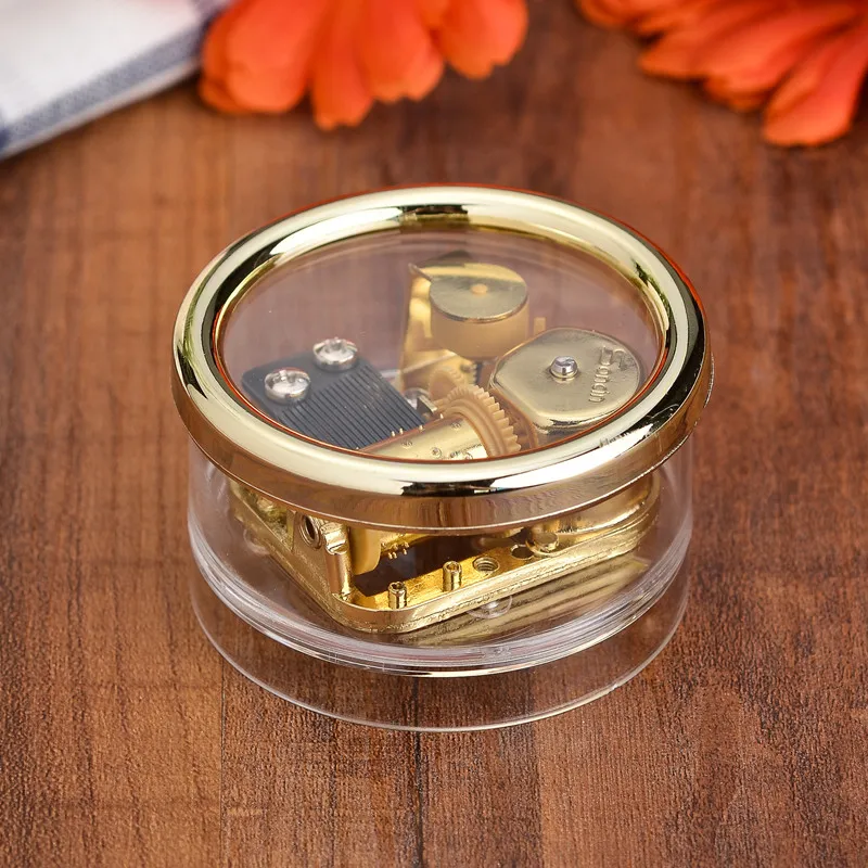 custom acrylic  round shape Music Box with 18-note musical movement