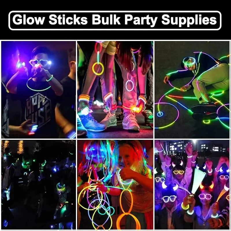 Glow Necklaces Bracelets Jewelry Favors Bulk Glow In Dark Fiesta Decor Navidad Halloween Wedding Supplies Neon Party Glow Sticks