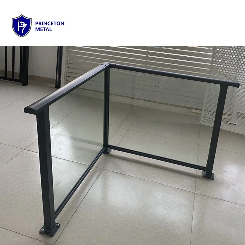 Modern design metal balustrade handrail system Aluminum  commercial glass railing with frame for project