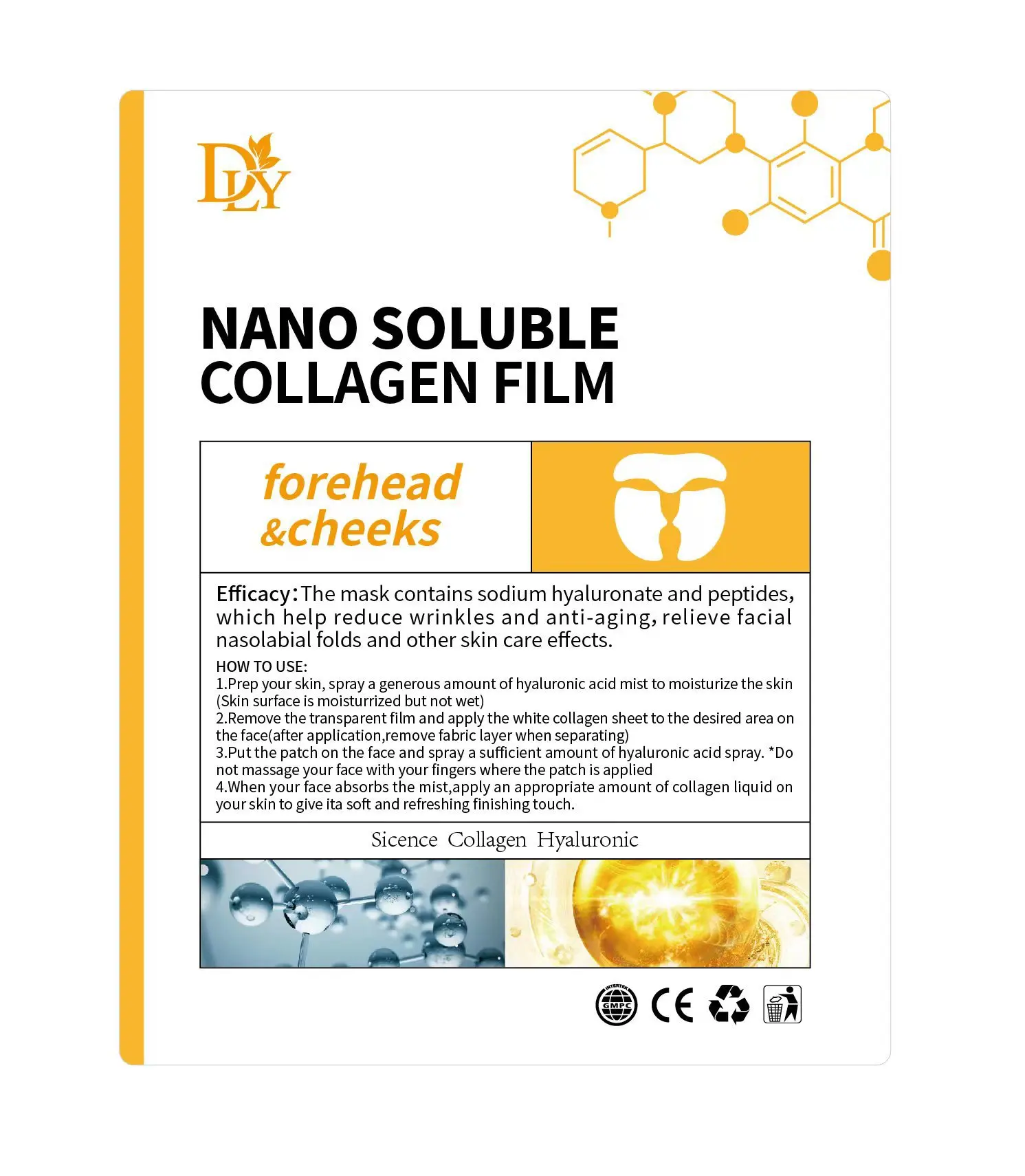 korean Highprime Pure nano Melting Water soluble Collagen forehead cheeks neck Films facial Face Mask skin care mask sheet