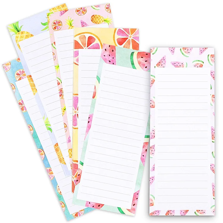 Wholesale colorful fruit design 60 sheets 3.5 x 9 inches to do list magnetic creative memo pad for fridge