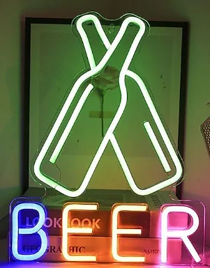 Joylit Hot Selling Sparkly LED BEER Sign Bright Custom Beer Bottle Neon Bar Sign for Pub Party Restaurant Club Shop Wall Decor