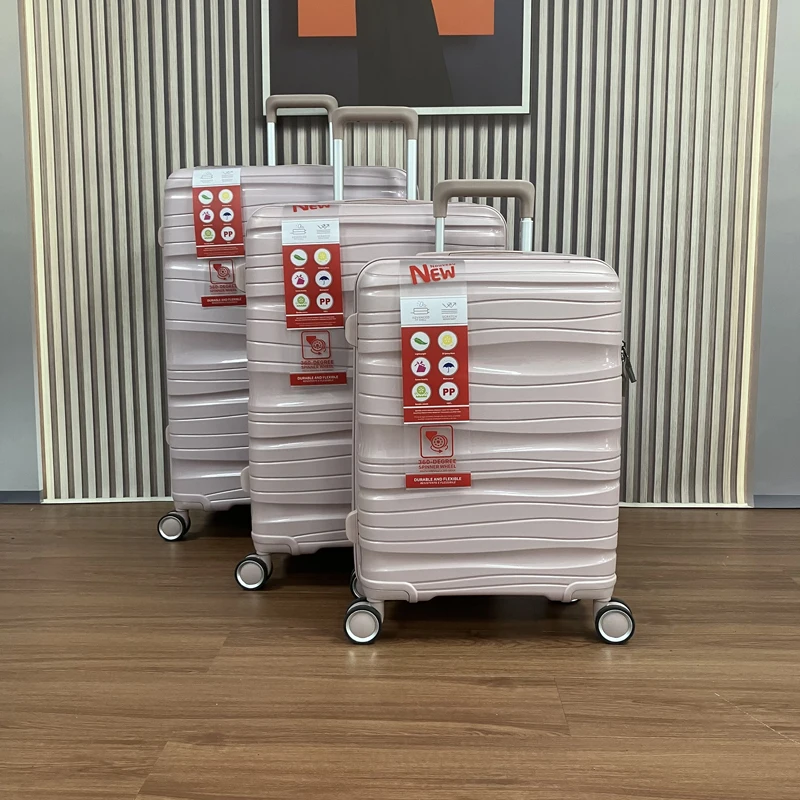 New Arrive Expandable PP Luggage Set Wholesaler Suitcase Set Factory Baggage Trolley Bag Suitcases Pink Travel Luggage