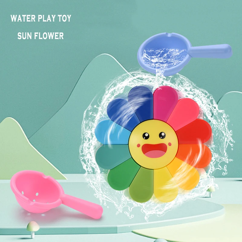 Creative new kids play water sunflower shower toy baby cute colorful windmill 360 degree rotating water wheel bath bathroom toys