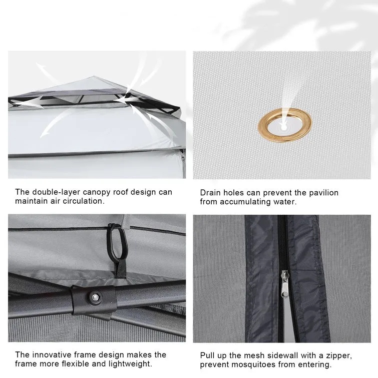 11x11 Pop-Up Outdoor Canopy Shelter Instant Gazebo Tent with Mosquito Netting