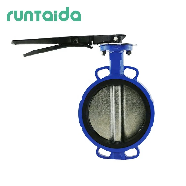 Ductile iron disc EPDM seat soft sealing handle wafer type butterfly valve
