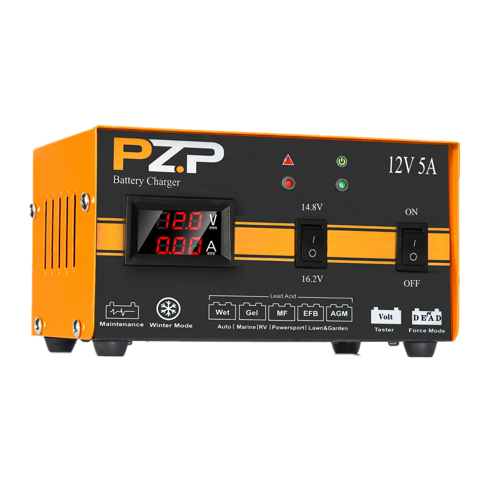 Portable Car Battery Charger 12V 5A Quick Charging Lead-acid Battery Maintainer Smart Digital Display Battery Charger