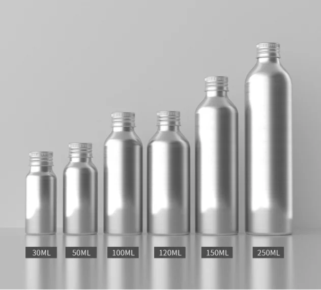 China supplier wholesale Empty Cosmetic Silver Aluminum lid Silver Aluminum Bottle for essential oils 50-1000ml for Lotion