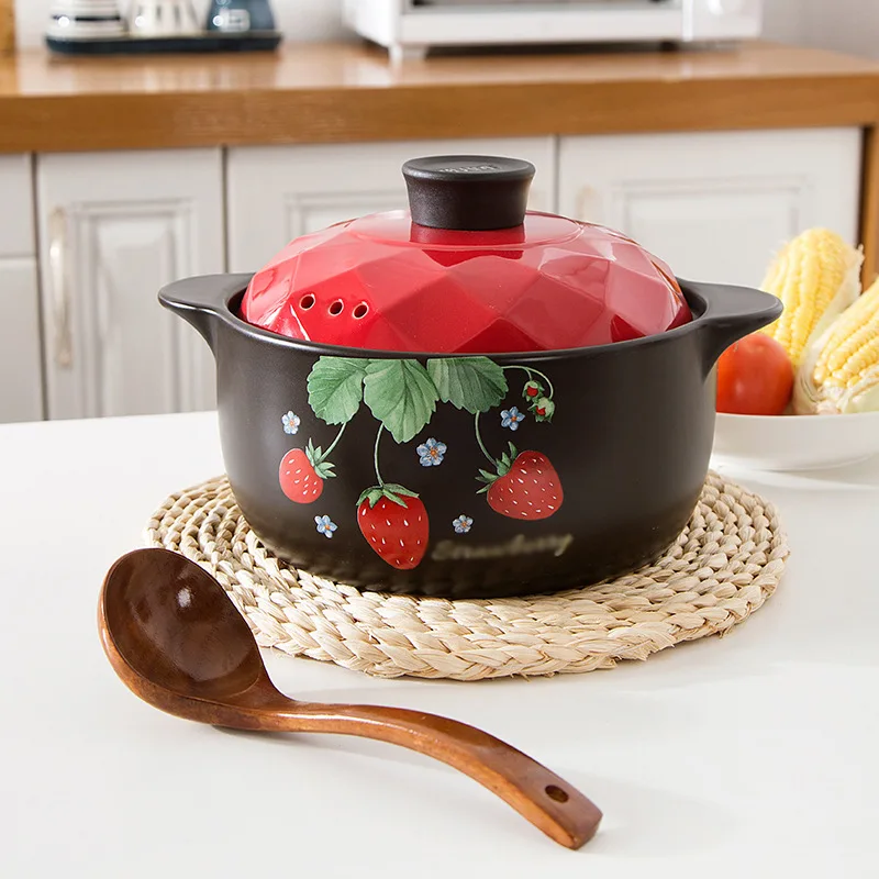 Ceramic casserole household open fire gas stove soup pot high temperature dry burning does not crack household casserole