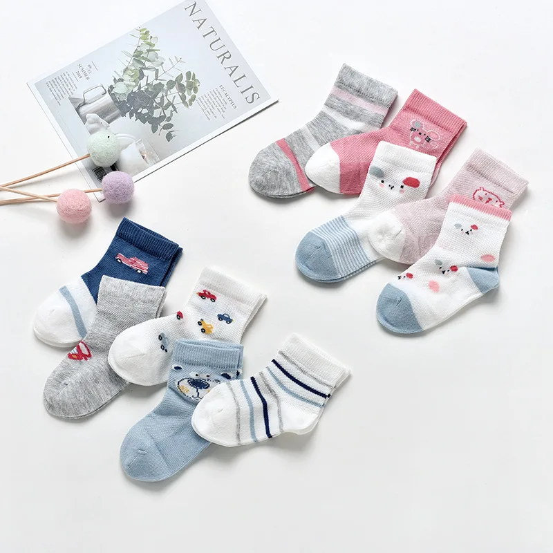 Милые детские носки из чесаного хлопка в коробке подарок для девочек и мальчиков модные с изображением животных