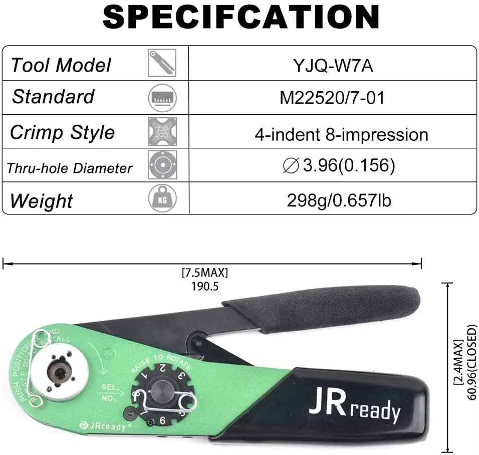 JRready Connector Contacts 16-28AWG 3 Locators M38999 SERIES 1,3,4, M83733, M24308 YJQ-W7A Crimp Connector Contacts ST1123