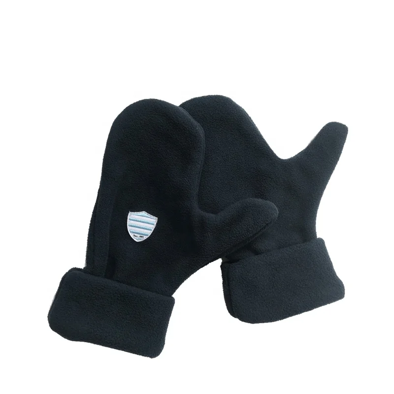 Custom Logo Thickness Sports Fingerless-Gloves Winter Outdoor Knitted Fleece Mittens