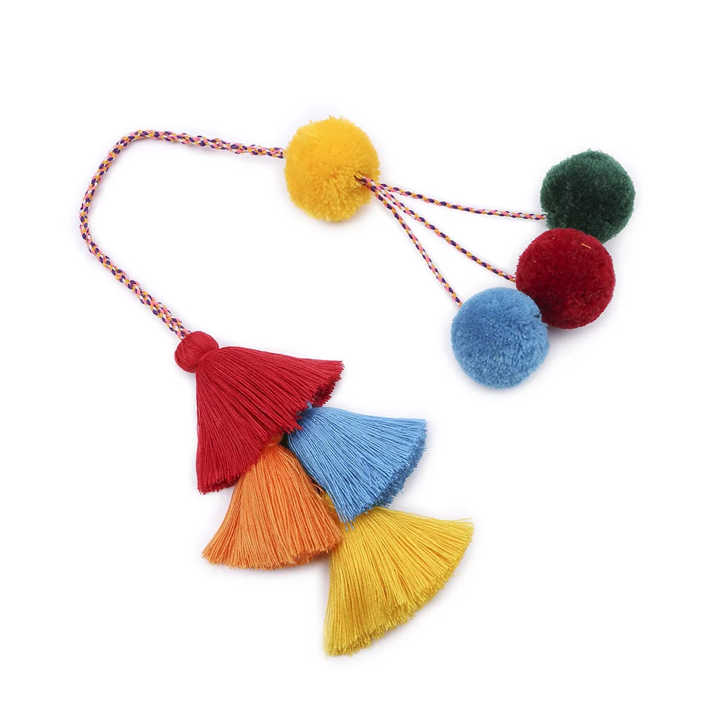 Factory wholesale eco-friendly colourful handmade handmade pom pom tassel