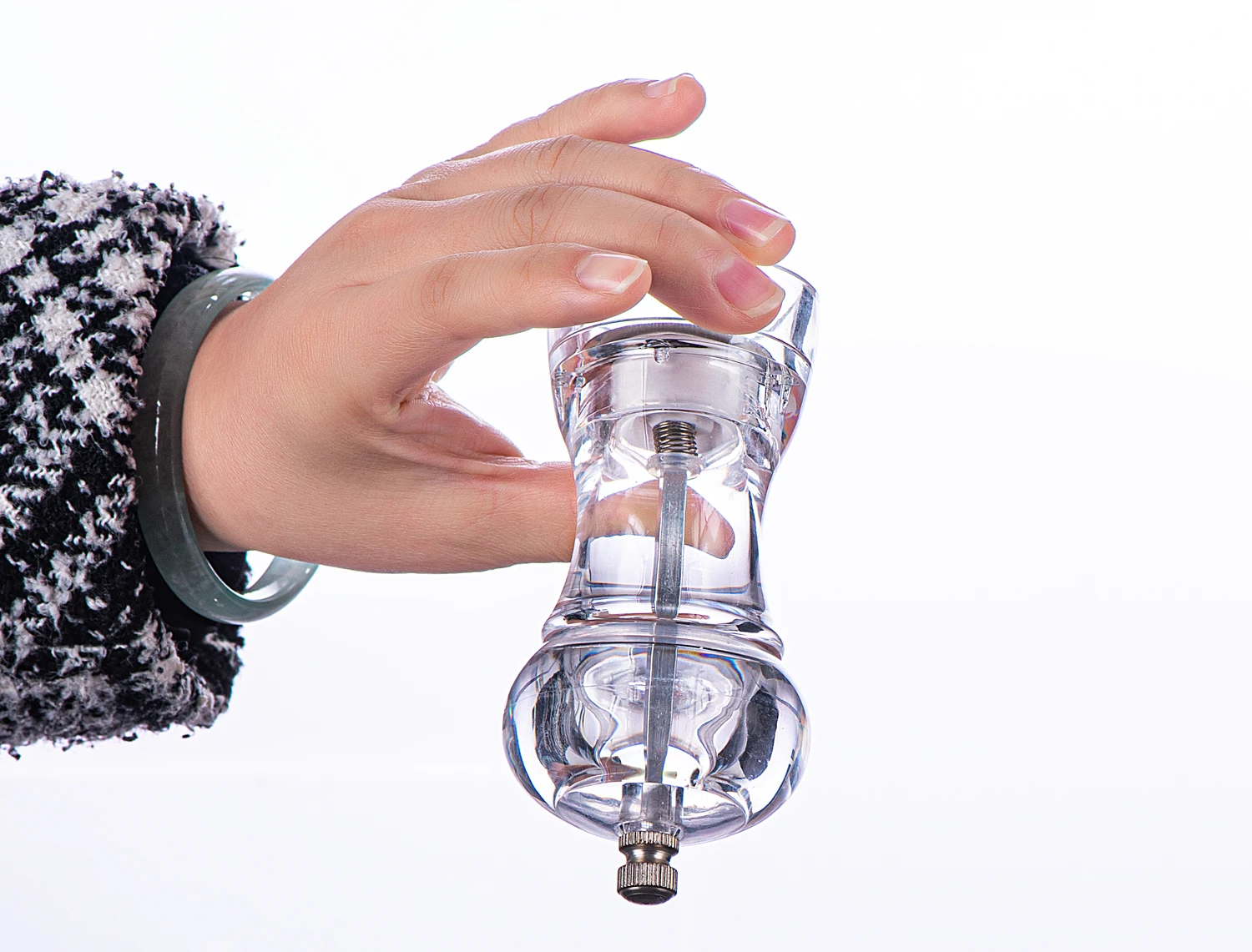 K-1085 High Quality Clear Kitchen Mills Clear Acrylic Sea Salt and Pepper Grinder with Ceramic Grinding