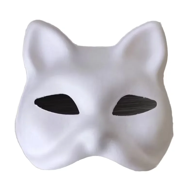 Customizable Eco-friendly DIY Anime Pulp Hand-painted Cat Fox Mask Anime Masquerade Halloween Festival Cosplay Prop