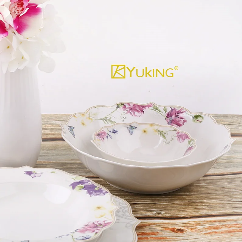 Factory Production Bird Plant Rose Flower Pattern Design Porcelain Tableware Set Factory Price Good Quality