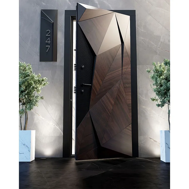JBDhome Custom High Quality Modern American House Design Entry Security Door Wood Pivot Door for Residential Front Door