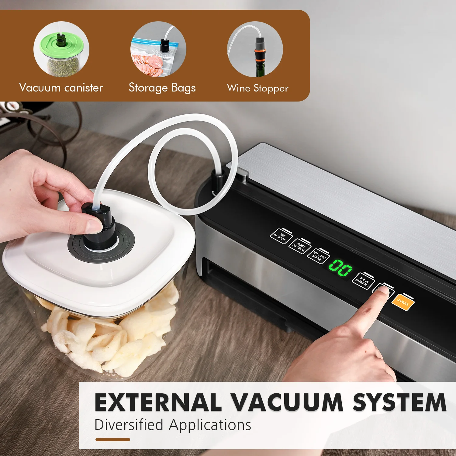 Sealer Vacuum Machine with High Quality for LED Indicator Light Low Noise Food Sealing Household Portable