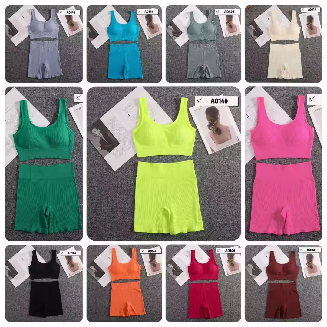 Sports Sexy Stylish Girls Padding Soft women sports Crop Tube Top Pants shorts Legging back seamless bra Set