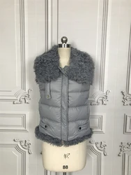 MONETCAT Stylish down vest jacket and faux rex fur vest