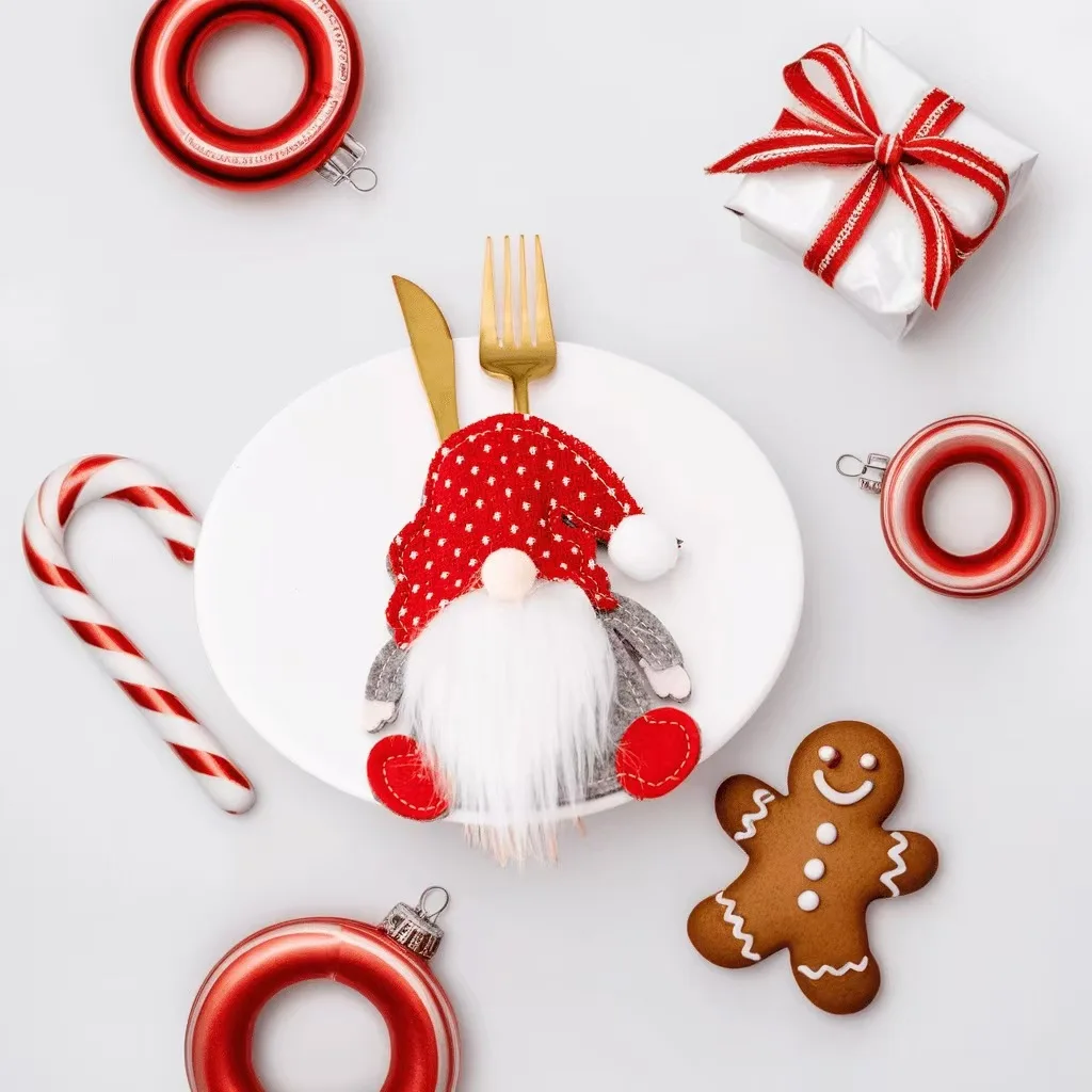 Wholesale factory price lovely and cheap decorative christmas cutlery knife and fork bags