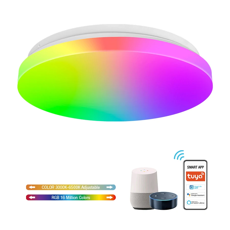 Nordic creative modern lighting graffiti wifi smart surface mount ceiling light dimmable round RGB ceiling light