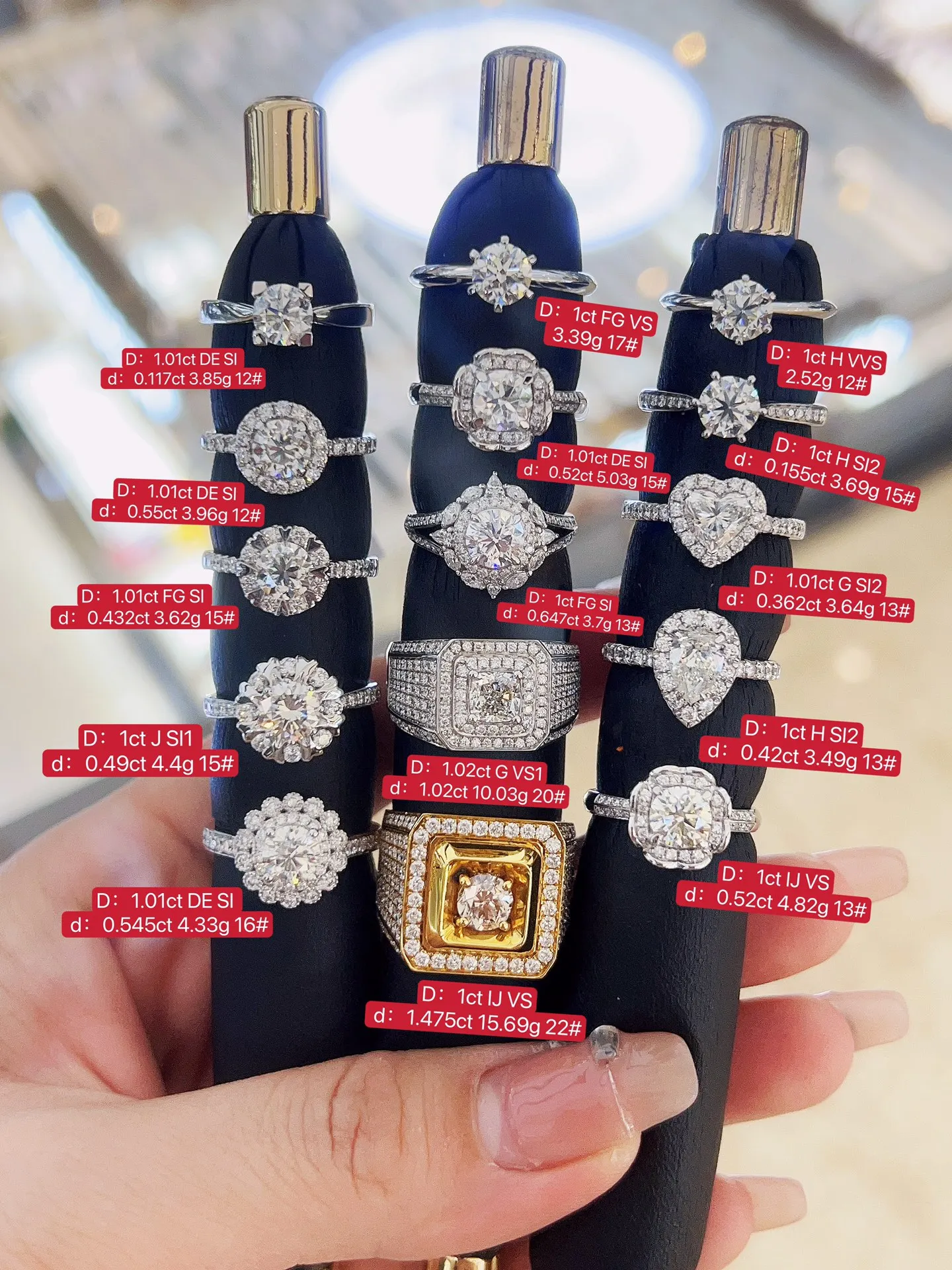 All Kinds Of Luxury Promotion Price 18K Gold Lab-grown Diamond Ring 1ct Wedding Engagement Lady Ring