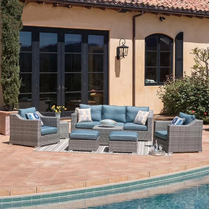 Hot Sale Patio Casual Factory Sectional Aluminum Rattan Modern Outdoor Furniture Sofas Sets Garden Villa