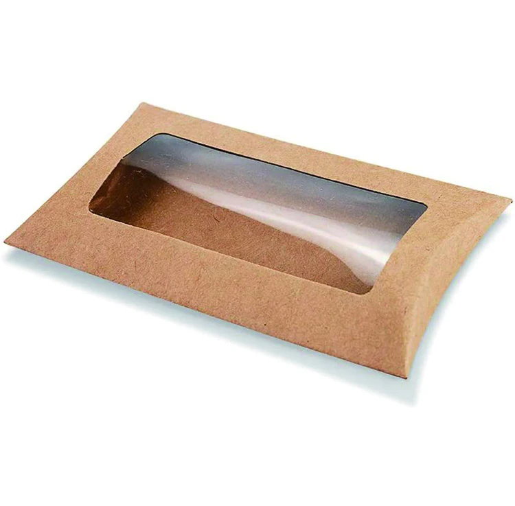 Kraft Paper Pillow Boxes Underwear Window Pillow Boxes Customized Printing