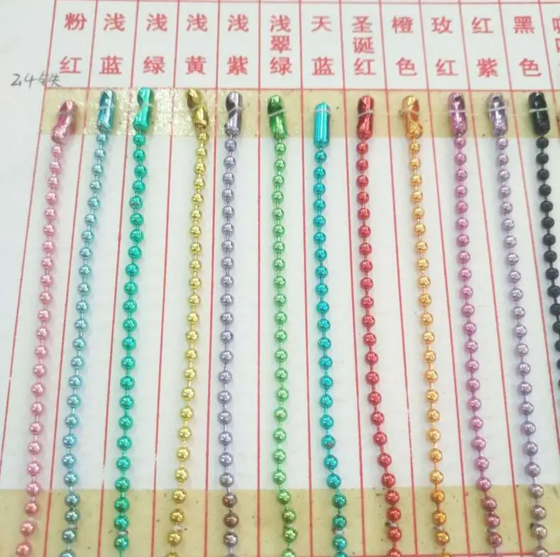 Colorful Spray Paint red white pink blue 100pcs/bag wholesale 2.4mm ball bead chains colorful iron ball chain with clasp