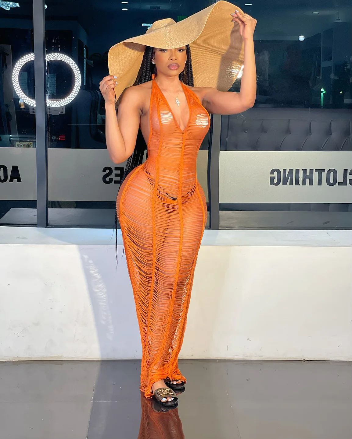 Boho Mesh Stacked Maxi Long Dress See Through Backless Spaghetti Strap Female Clubwear Knit Sexy Bodycon Casual Dresses Women