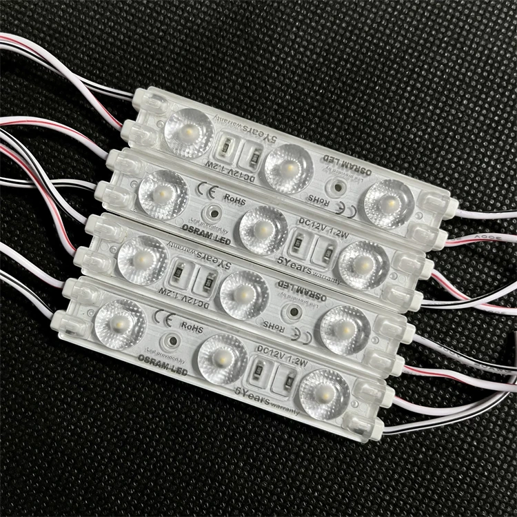 12v 3 chips 1.2w 150lm  led module for signage SMD 2835 3 lens osram chip injection led module
