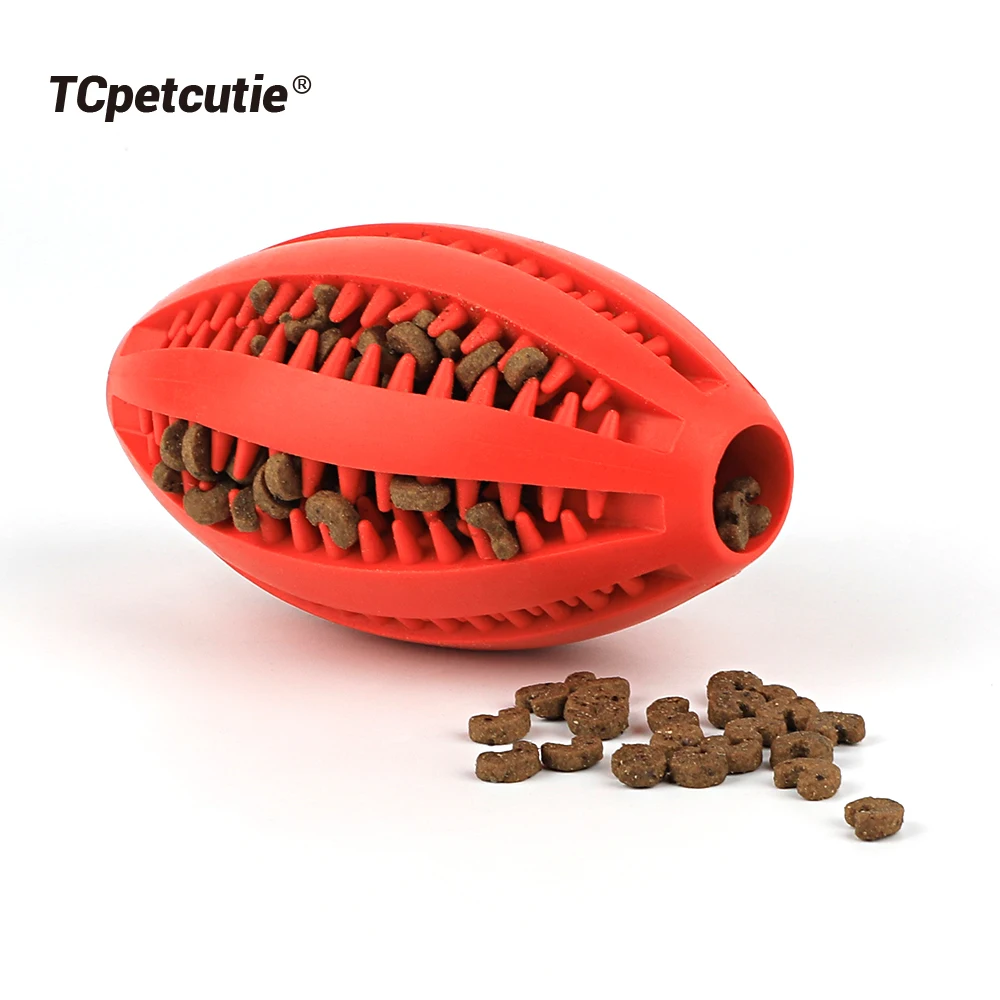 New Rubber Treat Rugby Oral Ball Tooth Cleaner Dog Cleaning Chew Toys Indestructible Pet Olive Dog Chew Ball