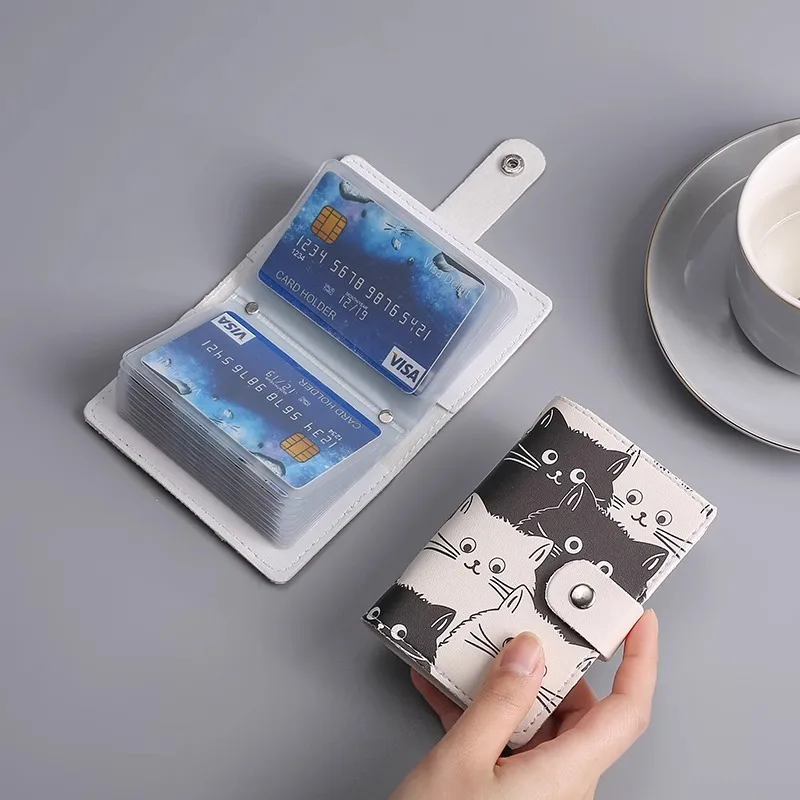 acrylic id card holder cute retractable mini leather credit card holder soft pu credit card organizer for women and girls