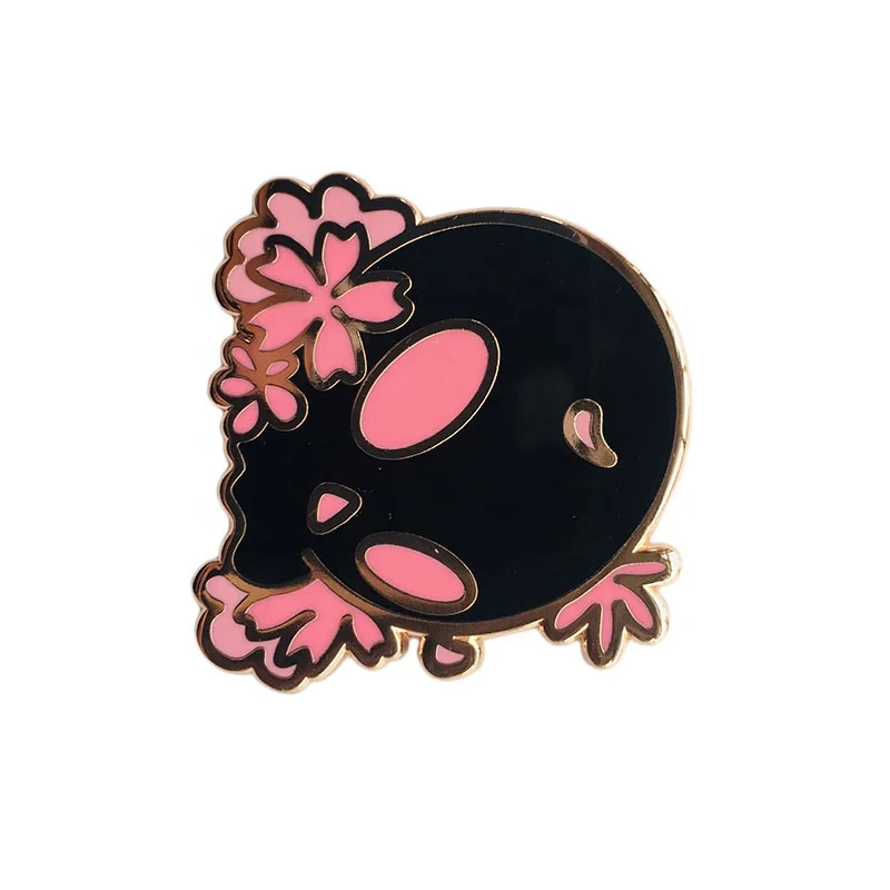 Wholesale Custom Enamel Pin Rose Gold Plated Skull Lapel Pin