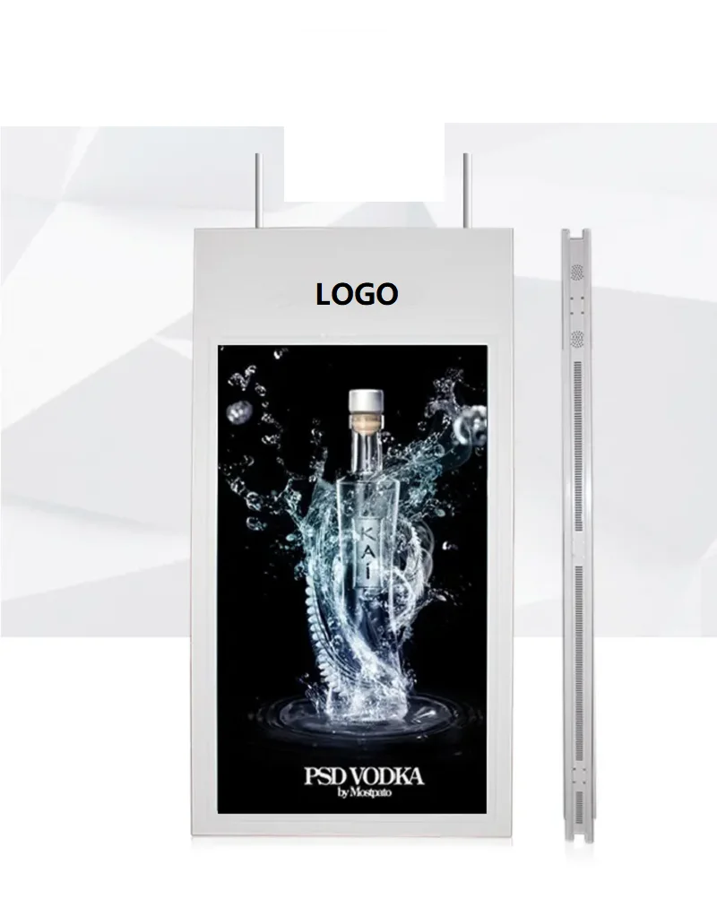 Super Narrow Bezel wall mounted ceiling hang 32 43 49 55 65 inch High Bright Display Shop Window Facing LCD Advertising Player