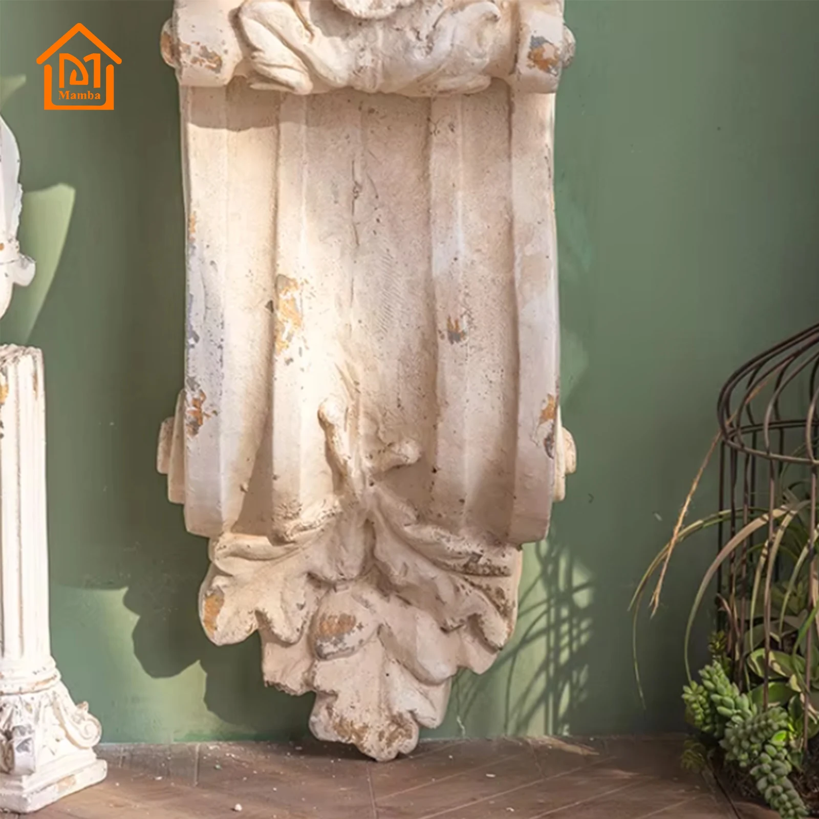 Retro Design Home Furniture Side Table Console Entrance Hallway Wood Console Table With White Carving Base