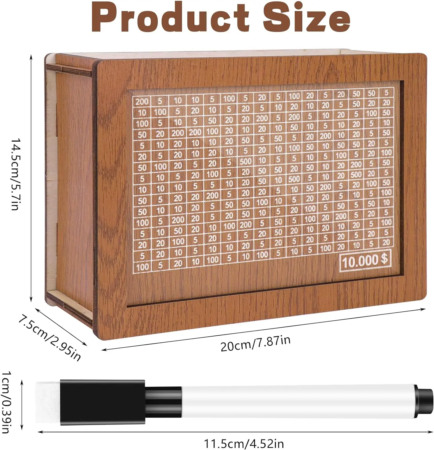 Wooden Cash Saver Money Box With Money Target And Numbers Cash Vault Wooden Savings Box Wooden Coin Bank Money Box With Counter