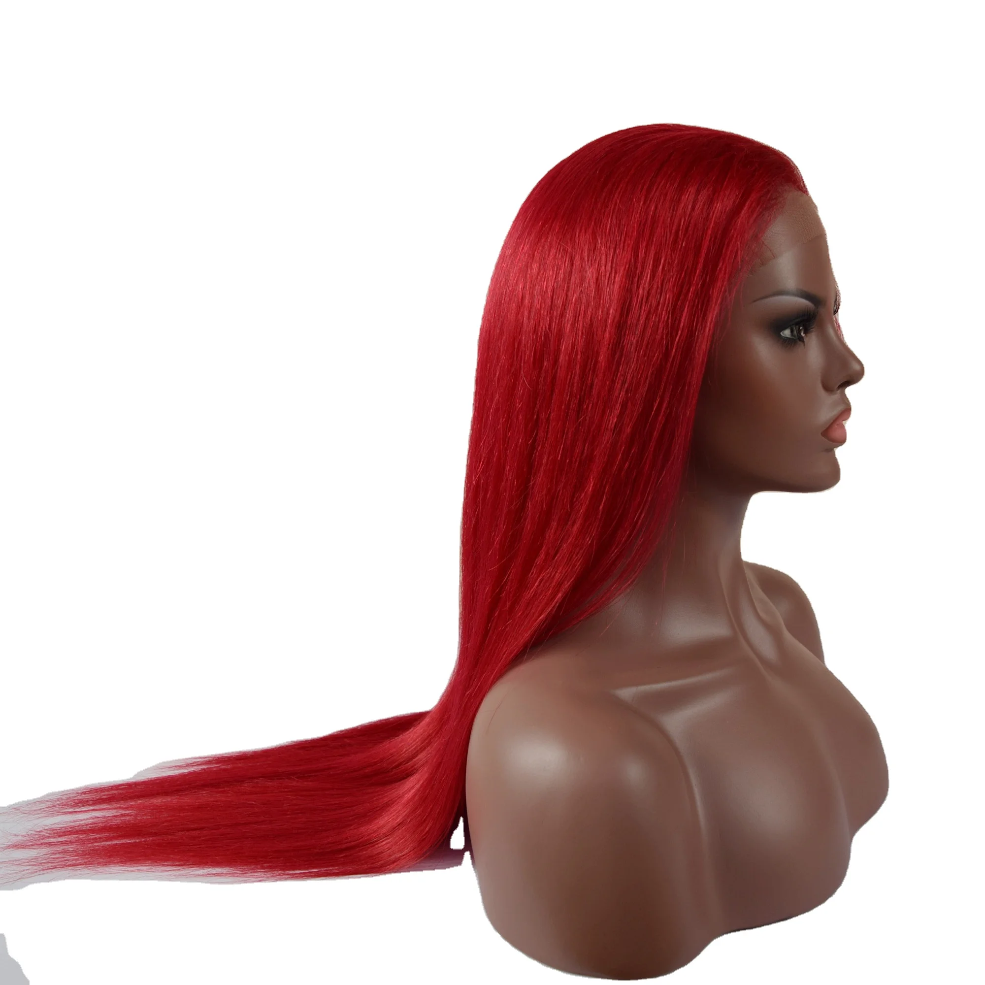 hot selling factory wholesale hairstyle red color straight 28 inch human hair full lace wig with baby hair