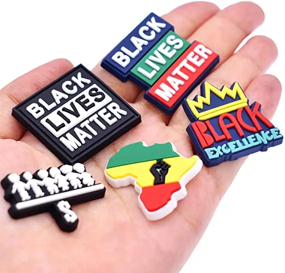 
Wholesale Brand Logo Croc Charms Black Lives Matter PVC Shoe Charms Decorations for Jibz Shoe Buckles for Clog 
