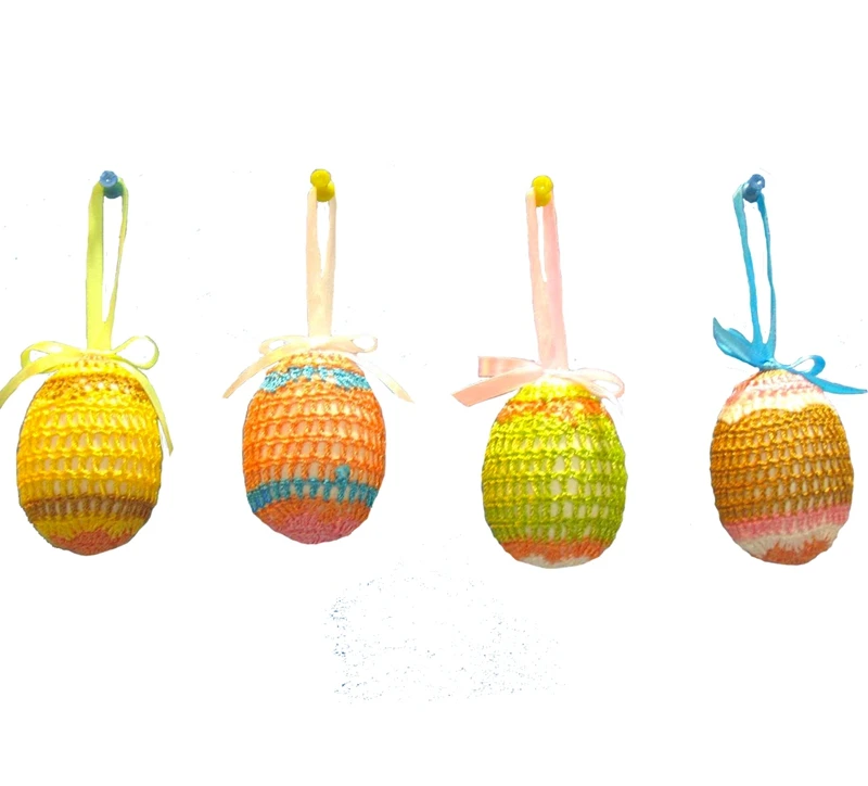 
 Пасхальное украшение ручной работы, крючком, цветочный узор, подвесные пасхальные яйца  