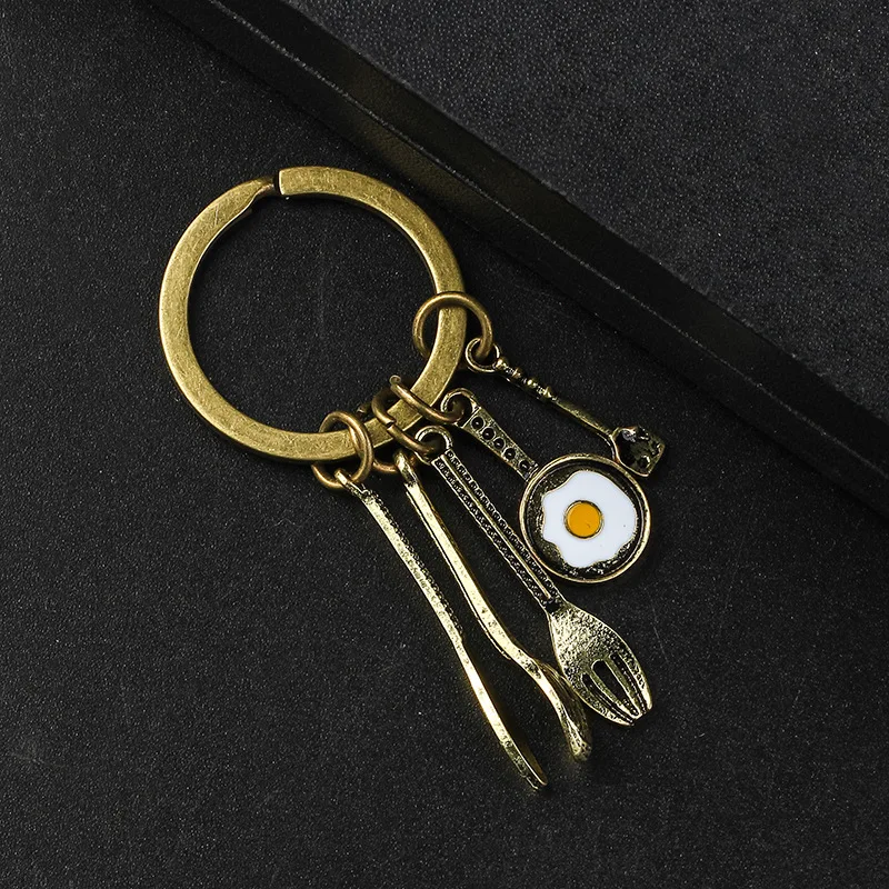 Personalized Accessories Vintage Copper Color Keyring Bag Pendant Kitchen Tools Knife Keychain for Unisex