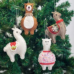 Christmas Hanging Ornaments 4 Pcs Llama Alpaca Pendants for Christmas Tree Decoration