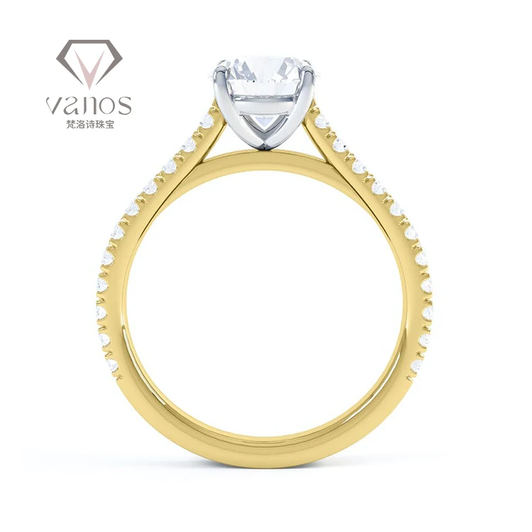 Vanos New Design Claw Setting HPHT Lab Grown Diamond Ring 9K 10K 14K 18k Rose Gold Fine Jewellery Lab Created Diamond Ring Price