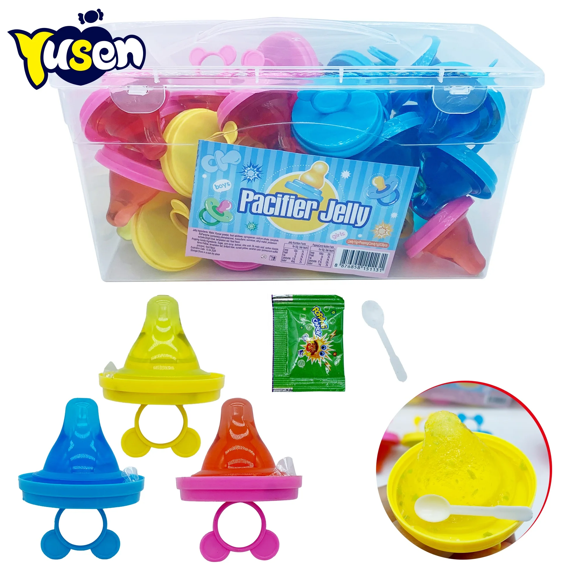 Best Selling Multi-Color Ring Candy Sweet Fruity Flavor Nipple Jelly & Pudding with Popping Candy